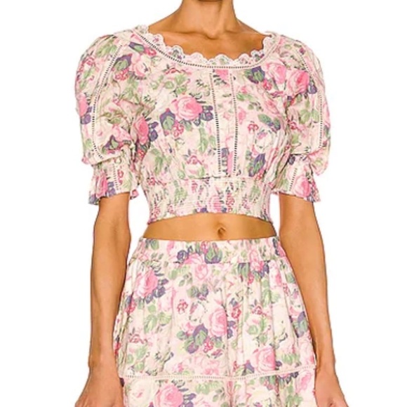 loveshackfancy Karsten Crop Top in Pink size 2-4 - Picture 5 of 5